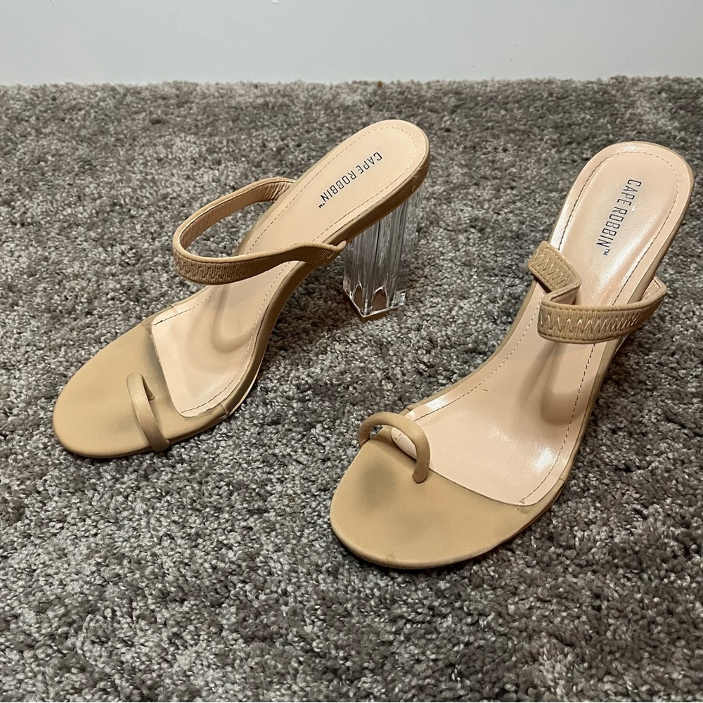 Cape Robbin Nude Clear Block Heeled Sandals